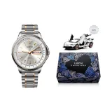 Серебряный корпус, розовые руки, розовый стальной браслет