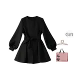 Черный [Утеплённый зимний стиль] С подарками Заколка-краб + Эксклюзивная сумка для покупок