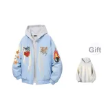 Светло-синяя куртка (в комплекте с высококачественным белым и серым свитшотом с фотокемией)