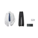 White (В комплекте с черными штанами + брошь)