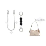 [Серебряный] Черный жемчуг + Четырехлистный клевер Декоративная цепь 30 см