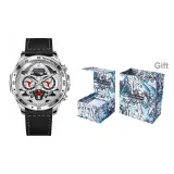 L-9490 Серебряный корпус с белым циферблатом, серебряная застежка, черный ремешок