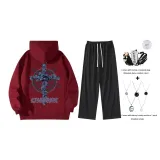 Красный комплект (с модным ожерельем + сумка через плечо)