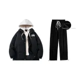 Флисовый комплект одежды (черный топ + черные штаны)