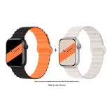 Яблоко с силиконовым ремешком - черный и оранжевый * Звездный свет