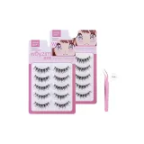 [Клей-Бесплатно Стиль] Комикс Мокрые Накладные ресницы*2 + Золотистые Пинцет