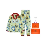 Синий, зеленый, мультяшный, повседневный, с длинным рукавом, домашняя одежда.