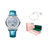 Серебряный корпус, синий циферблат, синий ремешок