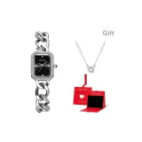 Серебряный ремешок, черный циферблат (в коробке "Восторг") + в комплекте с ожерельем