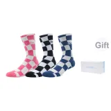 Молочно-белый и голубой коробка + 3 шт (розовая клетка + черная клетка + синяя клетка)