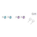 Сверкающие серьги-гвоздики Huazi, морской синий + фиолетовый [случайный комплект с подарком: серьги-гвоздики]