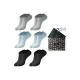 Короткий, 6 пар, коробка включена (6 пар, смешанные цвета, 5 цветов на изображении), 100% хлопок, антибактериальный, сетка, дышащий, сумка для покупок включена