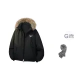 Черный и серый бархатный шарф с узором "гусиная лапка"