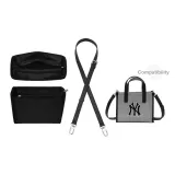 [Совместимость MLB Маленький Тоут] Черная фланелевая подкладка + черный, ширина 1,8 см, крестообразная текстура, серебристая пряжка, длина 90-120 см