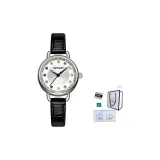 Ремень черный, ремешок серебристо-белый