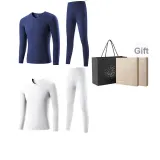 2-штучный комплект нижнего белья (Сапфирово-синий + Жемчужно-белый) с немецким бархатом, термической технологией, антибактериальными свойствами и классическим круглым вырезом