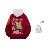 Бордовый утепленный термопуховик (в комплекте с высококачественным белым и серым свитшотом Фотиния)