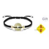 Зеленый жемчужный, застежка, браслет-шнурок - черный (в комплекте с подвеской в виде треугольника "Удача")