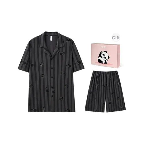 FINEI Пижамный комплект Мужской Gift Box Set Серые полосы Панда