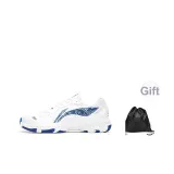 Синяя сумка для обуви с ремешком.