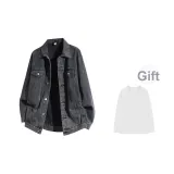 Серый [В комплекте с 100% хлопком, бренд, длинный рукав, белая футболка]