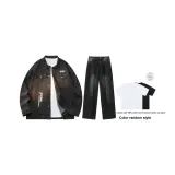 Комплект (Темно-серый топ + черно-серые штаны) (Включает рубашку с коротким рукавом)