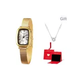 Золотистый, полосатый, белый циферблат, коробка "Восторг" + ожерелье