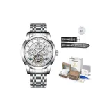 Стальной ремешок с белым циферблатом