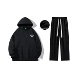 Комплект одежды: флисовая подкладка (черный свитшот + черные штаны)