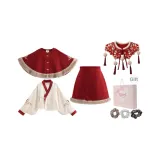 Red Coat + Shirt + Short Skirt (Free Headband Included)  
Красный пальто + рубашка + короткая юбка (бесплатный ободок включен)