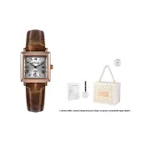 Розовое золото, корпус, белый циферблат, коричневый ремешок