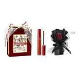 Красный глянцевый блеск для губ #206 (Формальная одежда) с черным консервированным цветочным букетом, роскошная звезда, марля, красная бархатная коробка