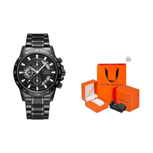 Katie Ermilio Кварцевый механизм Черный циферблат Мужские часы