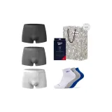 Трусы (Темно-серый, Средне-серый, Светло-серый) + Носки (Белые, Серые, Синие)