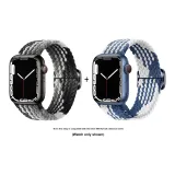 Яблоко Ткань Вязаная Ремешок - Темный шоколад * Синий и Белый Узор