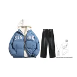 Комплект (Haze Синий Топ + Черный Серый Штаны) (Включает Ожерелье)