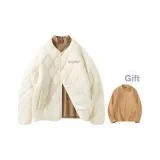 [Пальто + Флисовая подкладка Базовый слой] Экрю (Минималистский стиль Активный Логотип на груди)