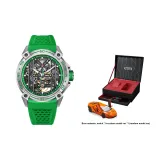 Серебряный корпус, зеленое лицо, зеленые ленты, модель автомобиля, коробка (случайная модель автомобиля)