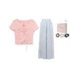 Розовая футболка + синие штаны, размер маленький