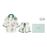 [Подарочная коробка комплект] Рубашка с коротким рукавом и шорты - желтая розовая.