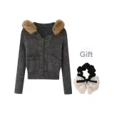 Агат Смешанный Серый (Включает резинку для волос)