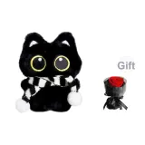 Черный кот + Черно-белый шарф - Бесплатно, сохраненный цветочный дизайн