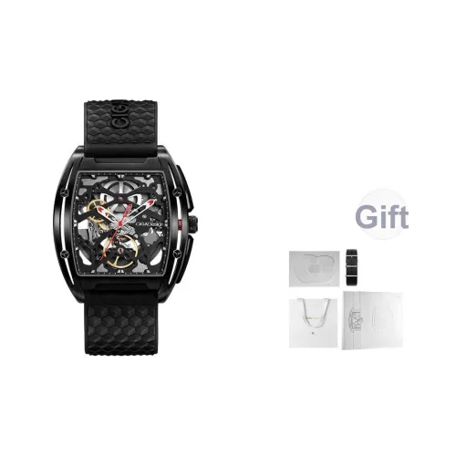 CIGA Design Z Collection Edge DMC Автоматический Механический Механизм Силиконовый Ремешок Часы Мужские Черный Циферблат