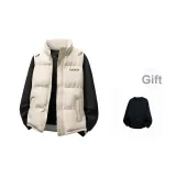 Слоновая кость жилет + черный свитшот с круглым вырезом