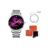 Серебряный ремешок, фиолетовый циферблат (оригинальная коробка + с браслетом + регулировщик часов)