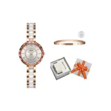 Розовое золото, белый циферблат