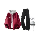 Бордовые + Черные штаны (с бесплатной серой шляпой)