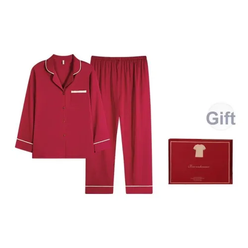 Empowering Words Свадьба Празднование Ледяной шелк Дом Пижама Подарочная коробка Женские Вермильон