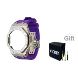 Серебряный корпус, фиолетовый ремень