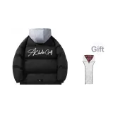 Чёрный с красным в клетку, капюшон